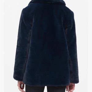 Banana Republic Womens Navy Blue Faux Fur Coat Jacket XS.